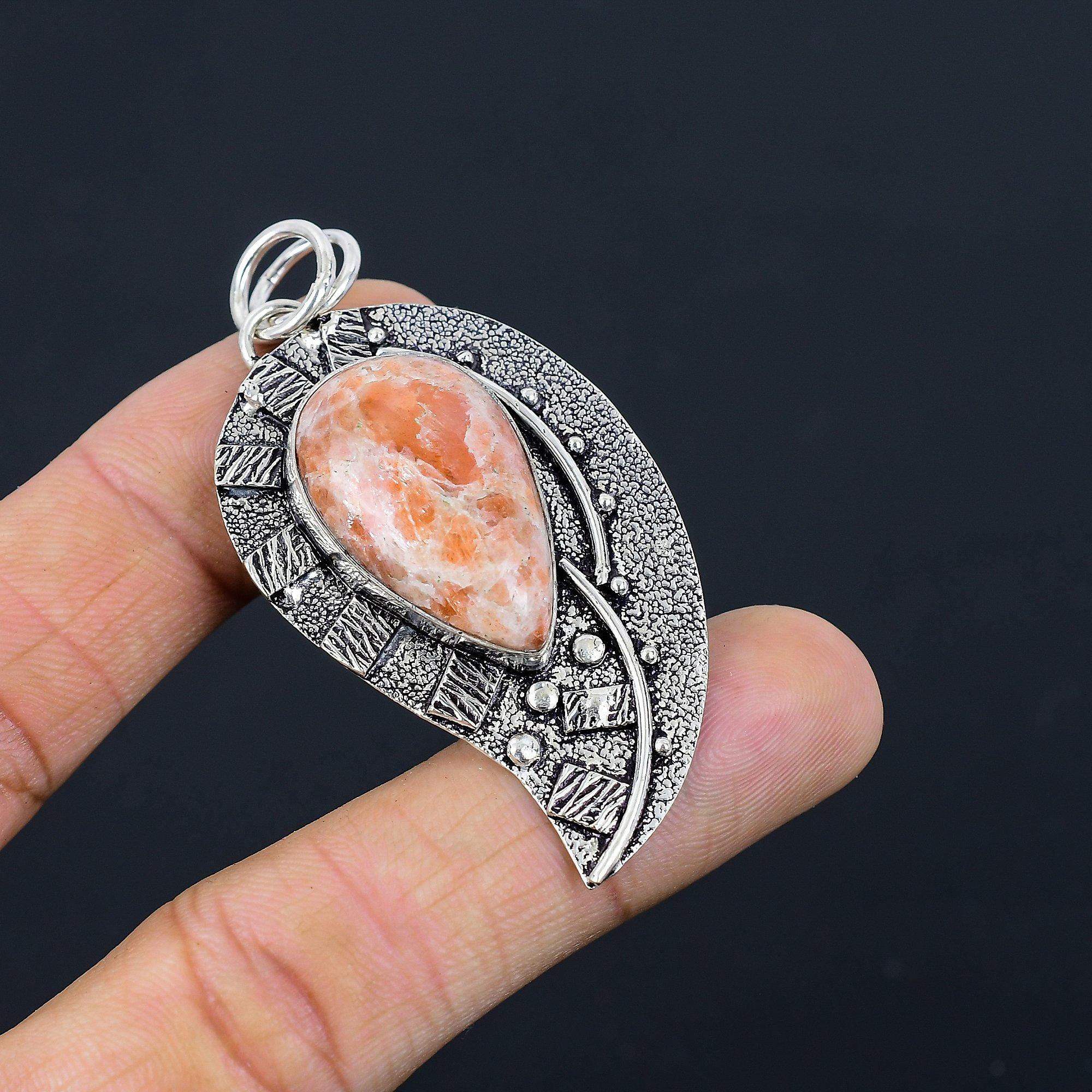 Gift For Women Jewelry Pendant 925 Sterling Silver Natural Sunstone Gemstone