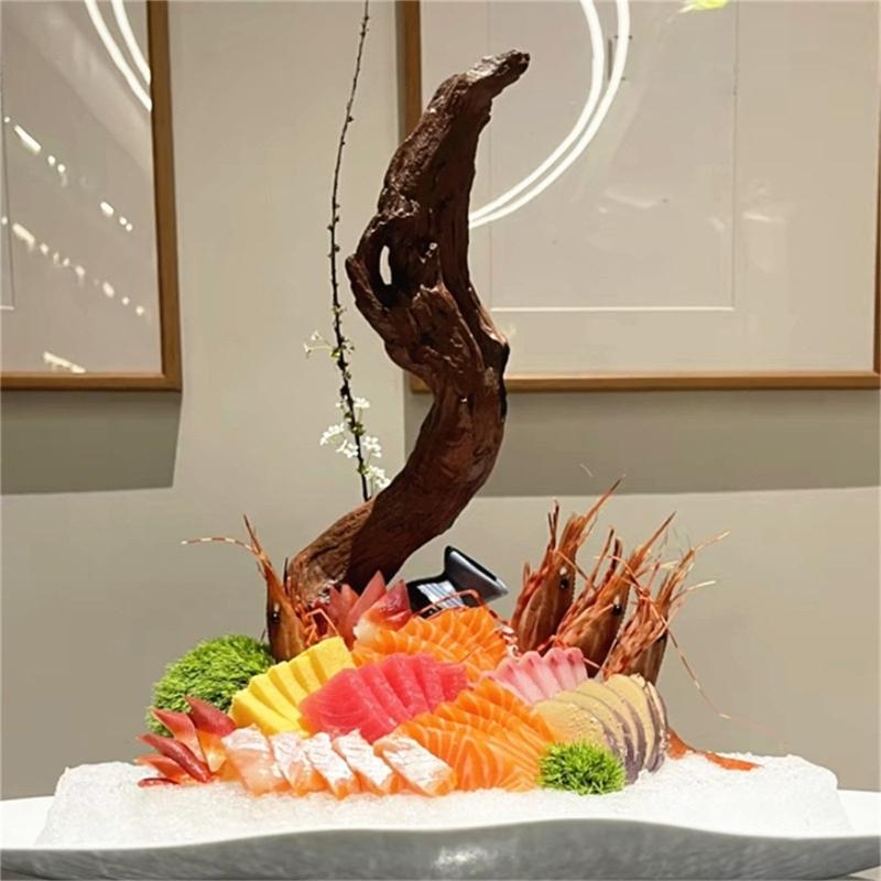 Realistic Fake Tree Branch Resin Sculpture For Japanese Sushi Restaurant Displays And Parties Sashimi Plate Decoration