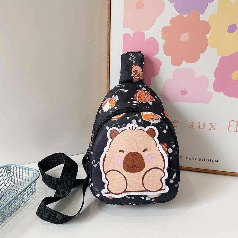 

Детская нагрудная сумка женская 2025 весна новая модная мультяшная милая повседневная универсальная маленькая сумка-мессенджер на плечо чёрный