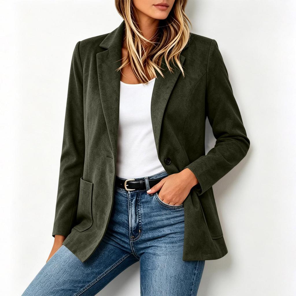 Women's Fashion Color Long Sleeve Versatile Casual Jacket for Work and Daily Wear