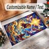 Lion Tiger Theme Crystal Velvet Rug Personalized Custom Name Text Soft Floor Mat Home Decor