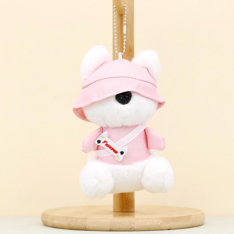 Soft Plush Puppy Keychain Lovable Short-haired Stuffed Animal Bag Charm