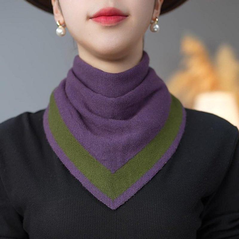 Reversible Solid Scarf Winter Thick Triangle Shawl Double Sided Warm Versatile Knit Scarf Women