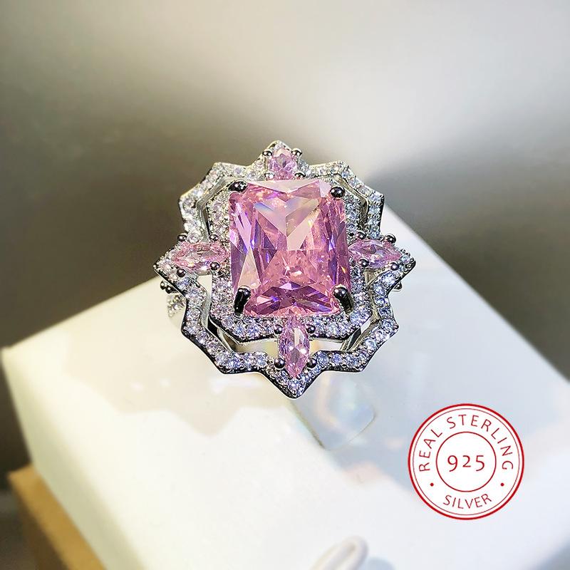 Copper Socialite Fashion High Carbon Drill Colorful Ice Cut Opening Ring For Ladies Party Birthday Jewelry Gift
