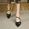 Elegant Vintage Floral Mesh Peep Toe Sandals Women Summer Hollow Out High Heels