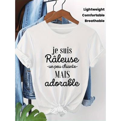 Europäische Größen Damen Lustiges Französisches Zitat T-Shirt