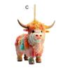 Weihnachtskuh-Ornament, Weihnachtsbaum, Cartoon-Hochlandkuh, hängende Dekoration, 2D-Flach-Acryl-Anhänger für Auto-Rückspiegel, Baumdekor