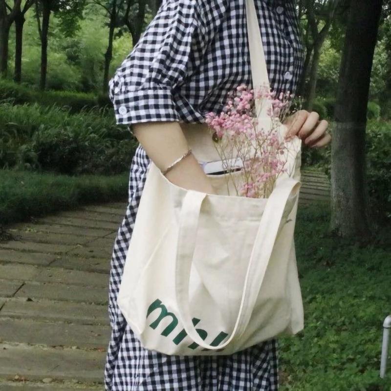 Canvas Bag Zipper Bag UGH Shoulder Shopping Class Shopping Cloth Bag Wholesale Handbag Large Capacity Literary