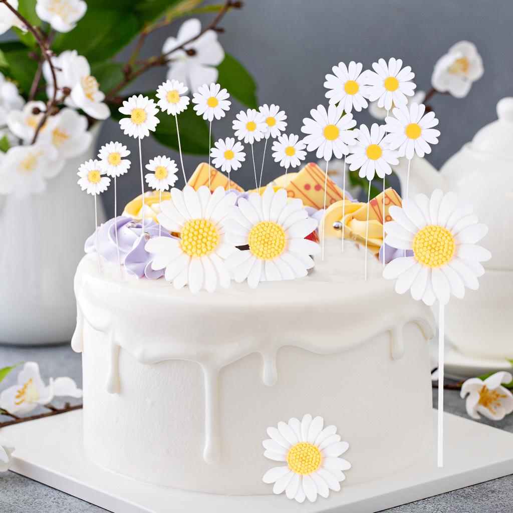 1set Daisy Cake Topper Multi Size Paper Daisy Flower Cake Picks Girl Birthday Party Baby Shower Cake Decoration Wedding Supplies