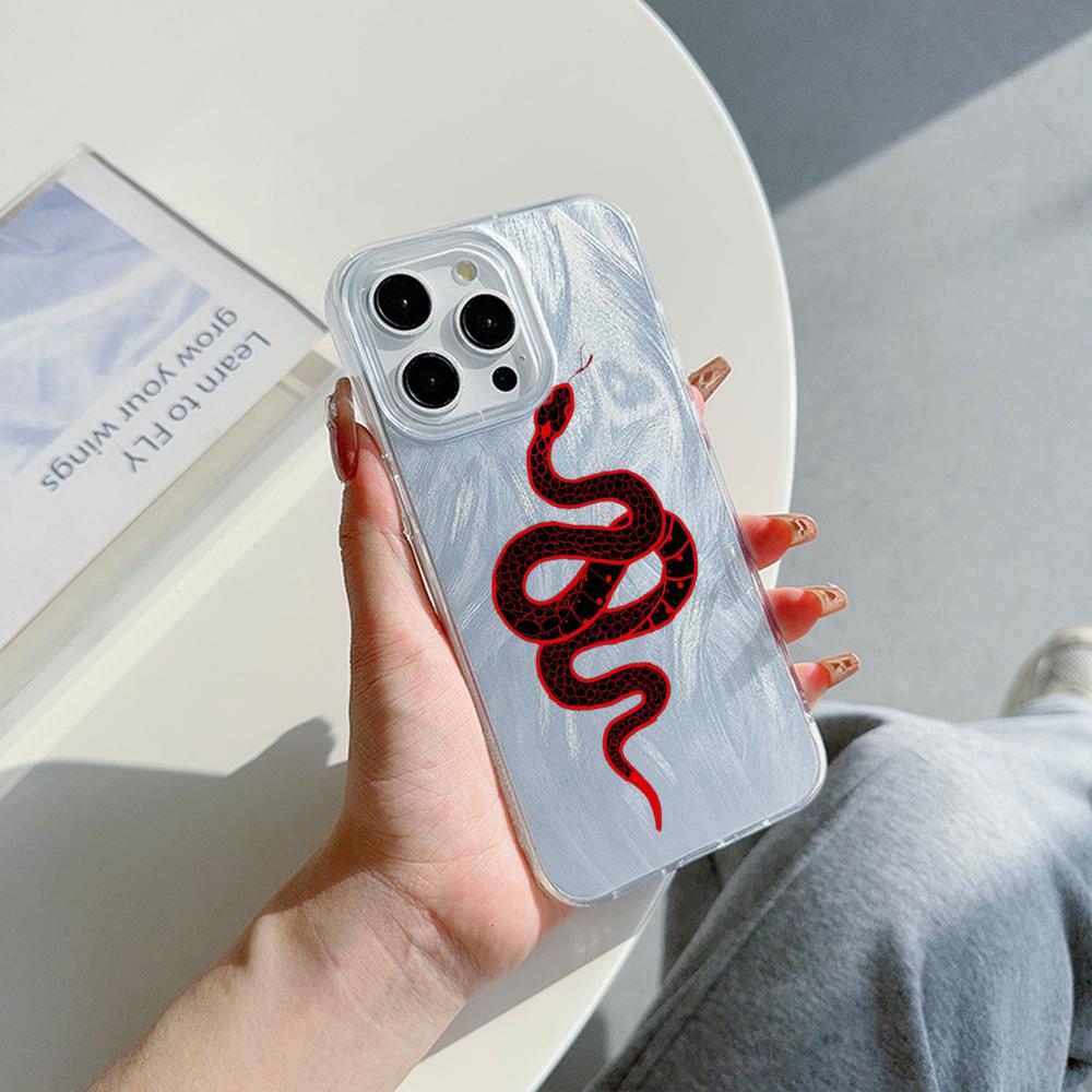 

Чехол N73 Black Gold Snake Design с прозрачной рамкой для Samsung S25 Ultra iPhone 16 Pro Max Xiaomi Redmi Note 13 с текстурой перьев из шифона и серебряным покрытием Honor X6a