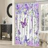Mocsicka Purple Butterfly Shower Curtain Spring Purple Floral Butterfly Bathroom Shower Curtain Nature Garden Plant Waterproof Fabric Shower Curtain