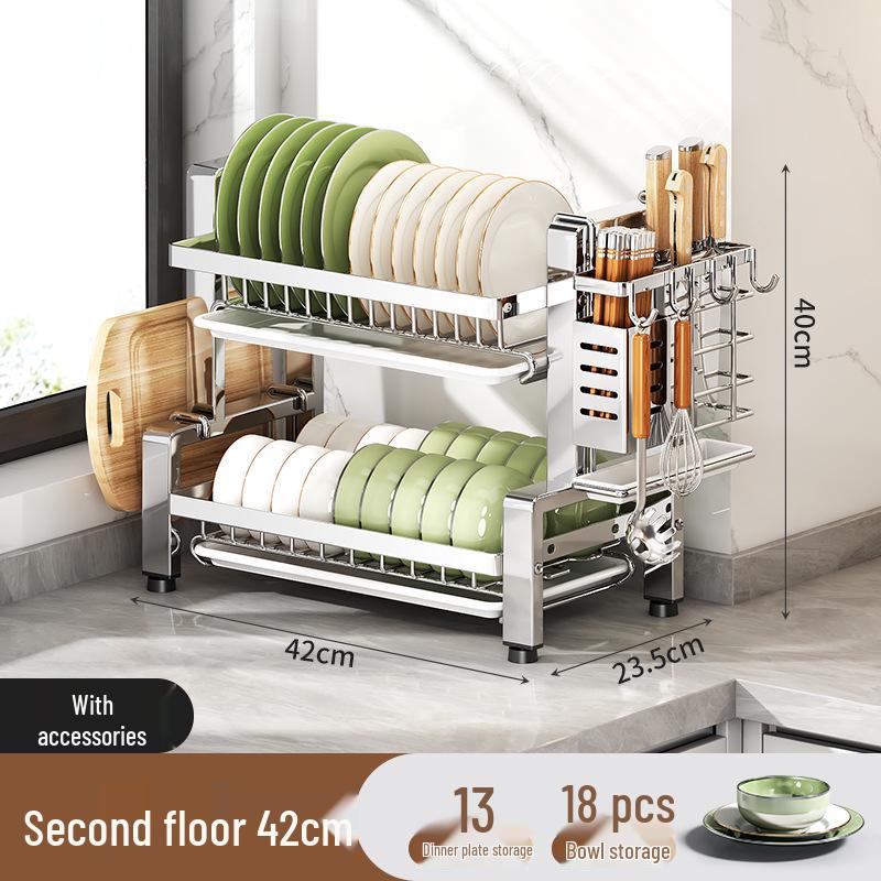 2026 Multi-functional Stainless Steel Dish Drying Rack for Countertop Storage of Bowls, Plates, and Chopsticks
