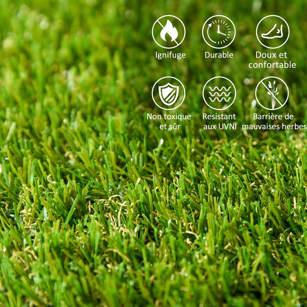 Synthetic Artificial Grass Set of 10 Slabs Tiles 30 x 30 cm Comfort Thickness 3 cm Interlocking Green