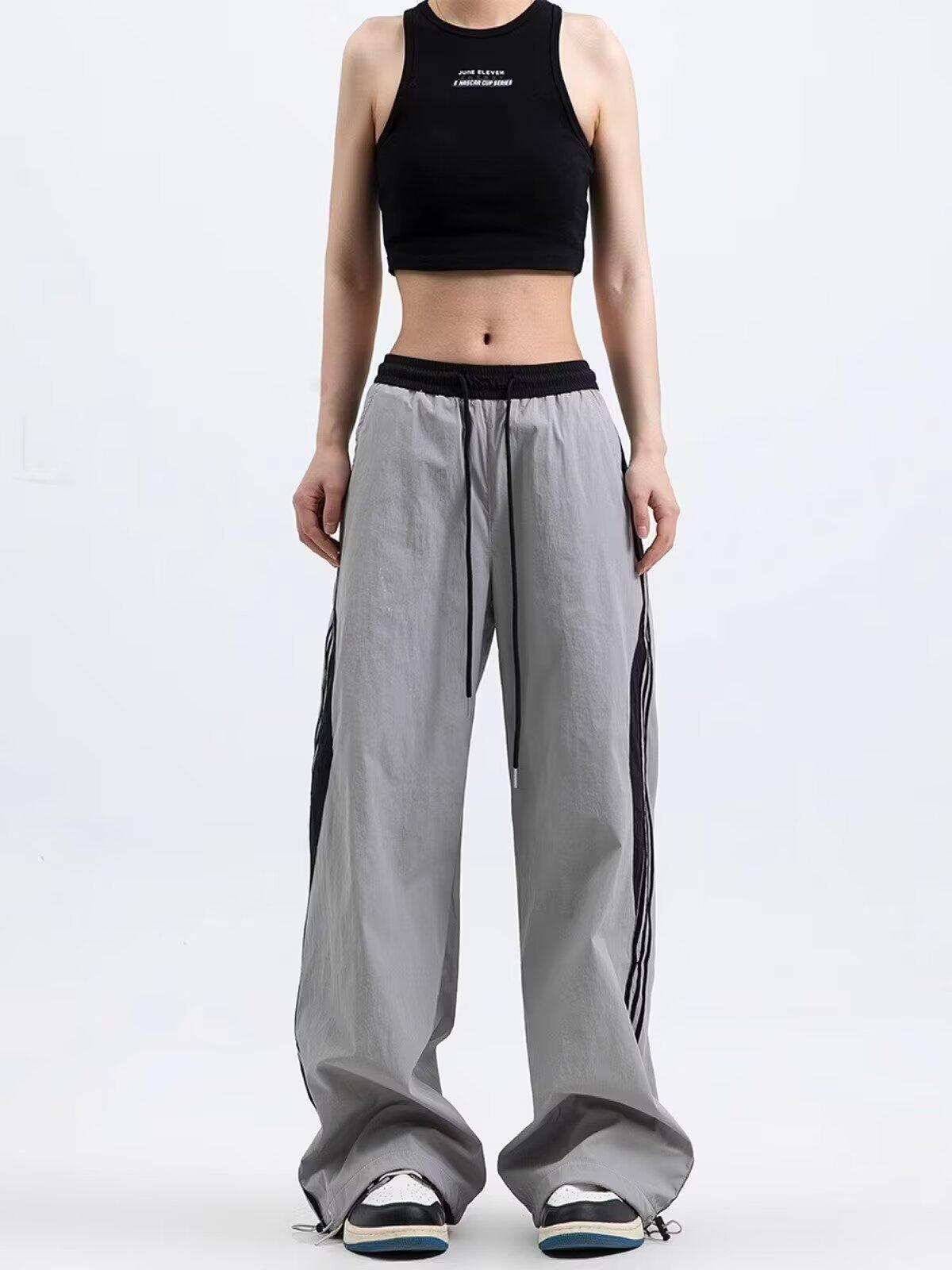 

2023 Унисекс Свободные Твиловые Шаровары Спортивные Штаны - Модные Повседневные Леггинсы для Мужчин и Женщин Small серый