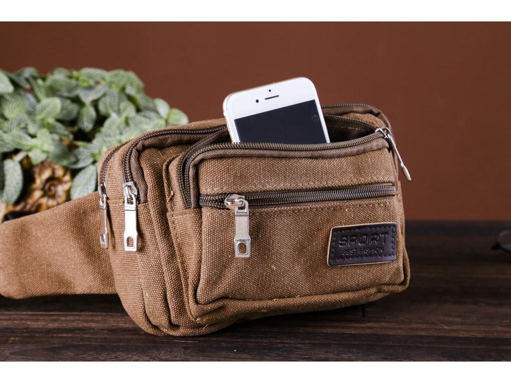 Compact Wear-Resistant Canvas Waist Bag: Multifunctional, Large Capacity, Anti-Theft, Simple Fashion