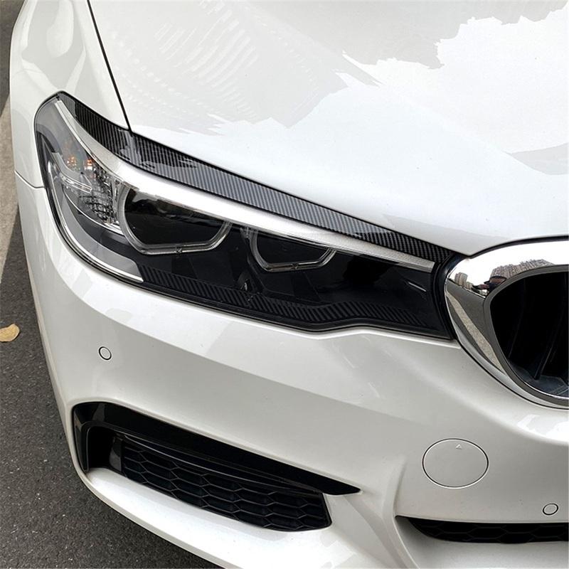 2ks CarHeadlights Obočí Eyeld Trim Cover Sticker Carbon Fiber Pro BMW řady 5 G30 G31 G38 F90 M5 525I 530I 540I 2017-