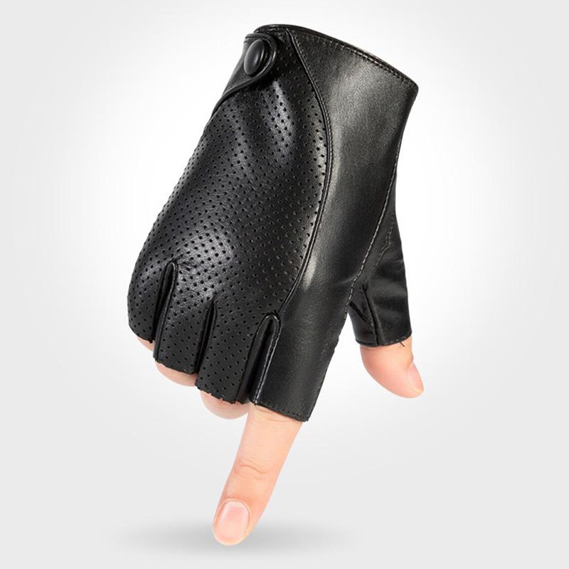 2023 Herren-Halbfinger-Handschuhe aus Schaffell für Fitness, Fahren, echte Lederhandschuhe, fingerlos, braun, für Fahrer, Sportmotorrad
