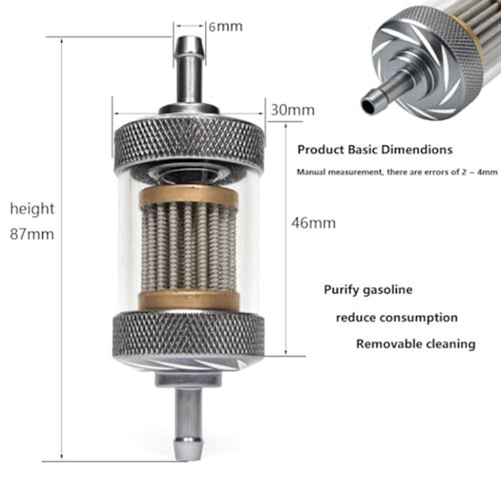 Clear View 1/4" Inline Fuel Filter For 6mm Hose Motorcycle For ATV Dirt-Bike 304 Stainless Steel Easy Maintenance Fuel Filters5