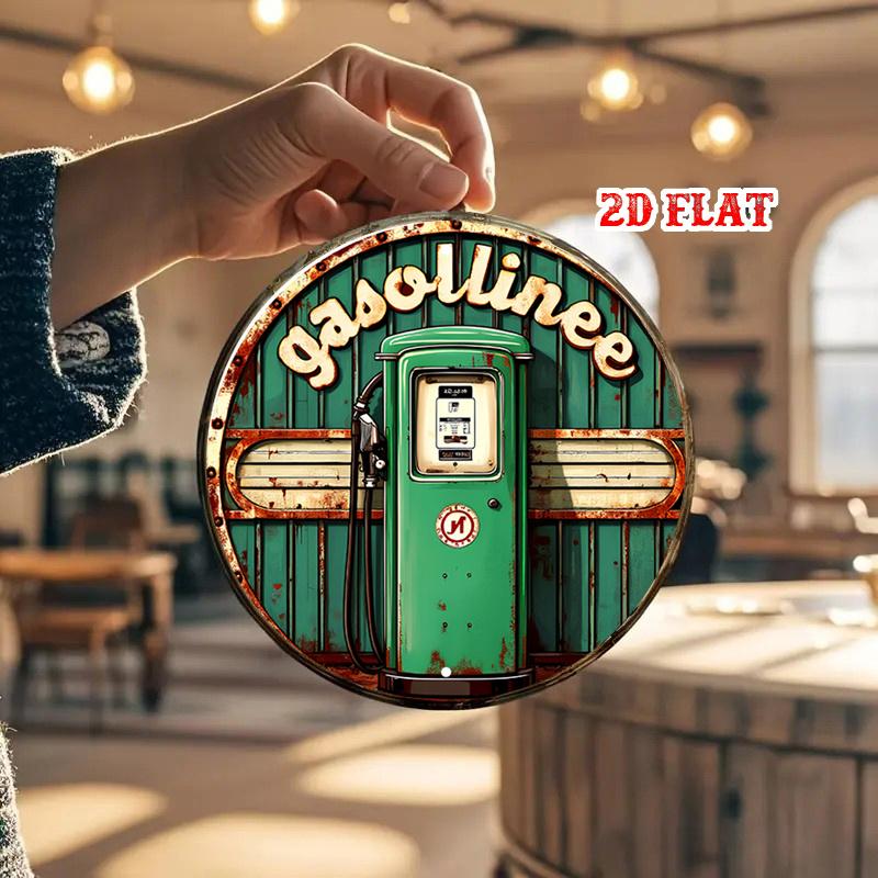 Pc Vintage Gas Pump Metal Wall Art  Retro Tin Sign with Rusted Aluminum Finish Rustic Farmhouse Decor for Cafe Beach