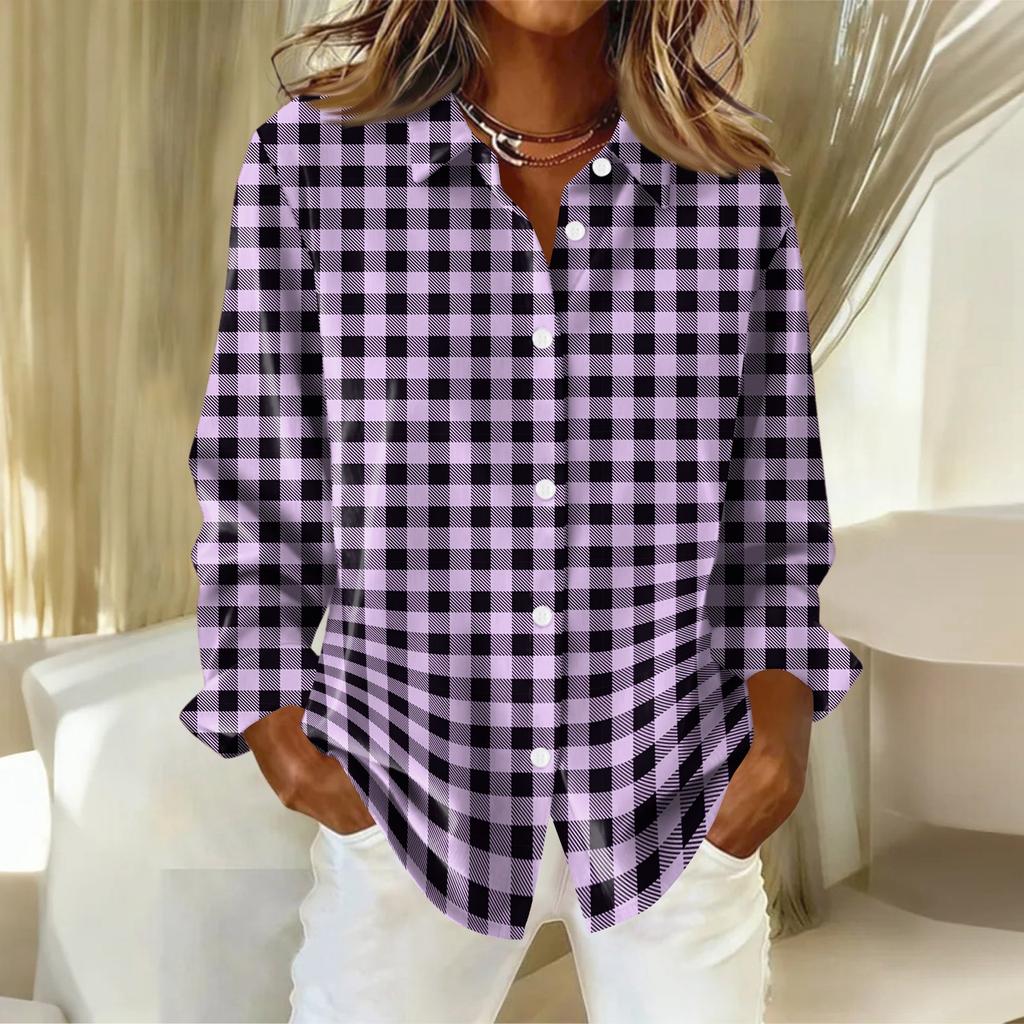 Women's Shirt Blouse Christmas Print Button Long Sleeve Casual Basic Shirt Collar Regular Top