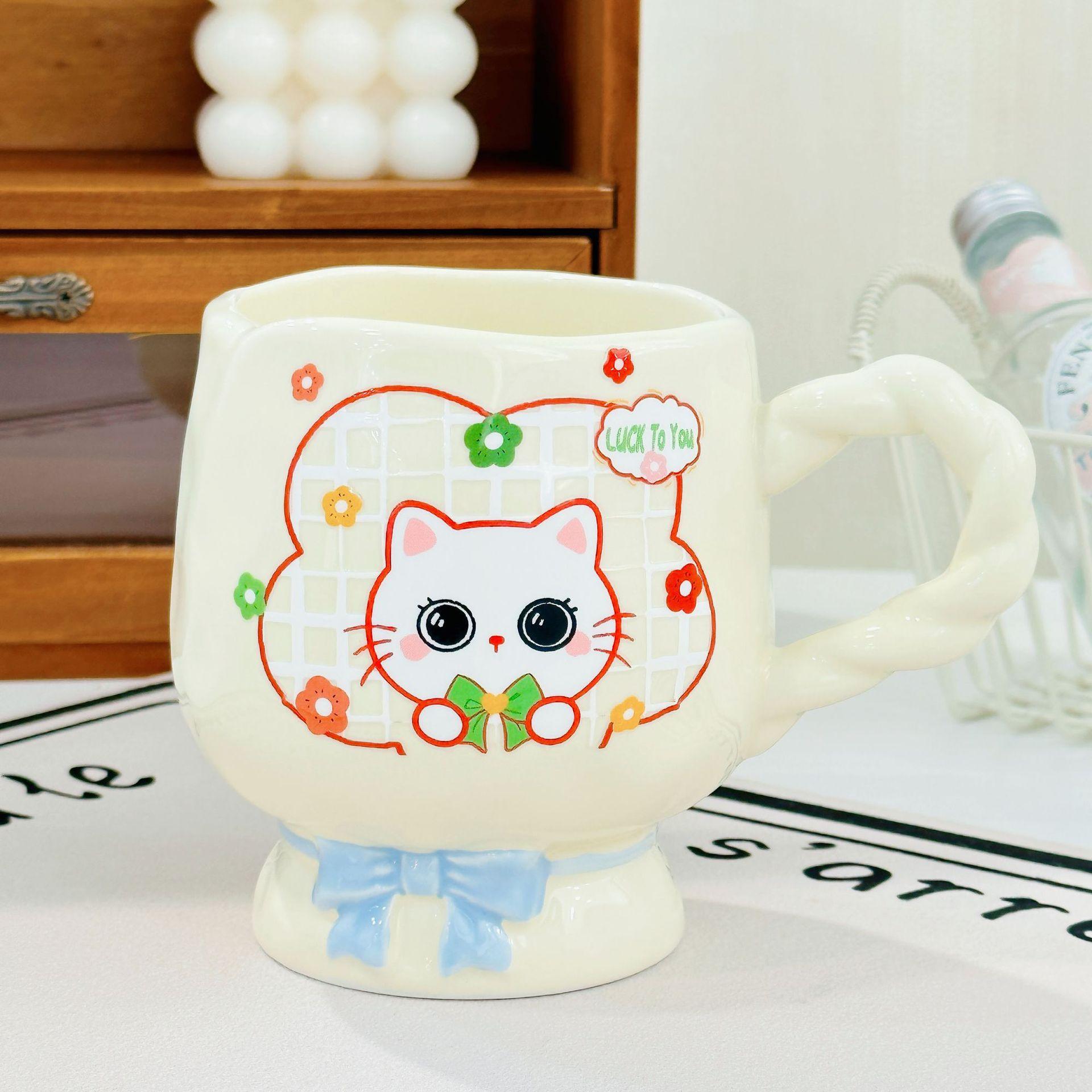 

Cute Goblet with Cup Cartoon Animal Office Girl Couple Small Gift Home High Looking Mug Gift W3164WW-400ML