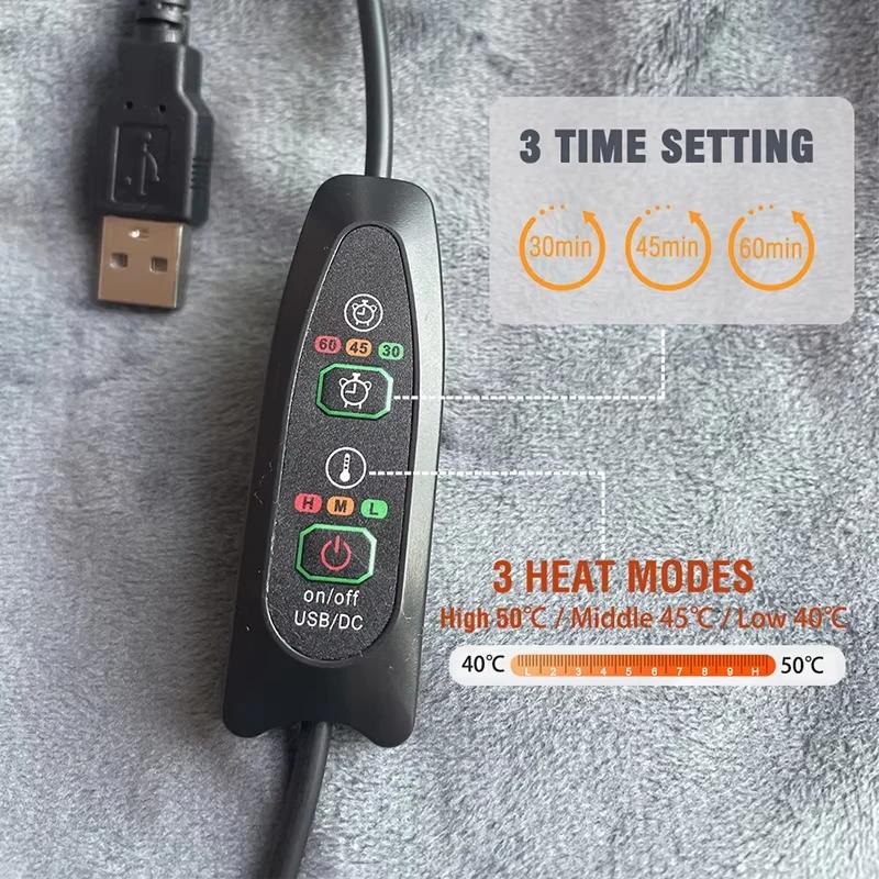 Winter USB Electric Heated Blanket Heating Levels Fleece Heated Blanket Portable Flannel Blanket Quickly Heated Cape Pad Warmth