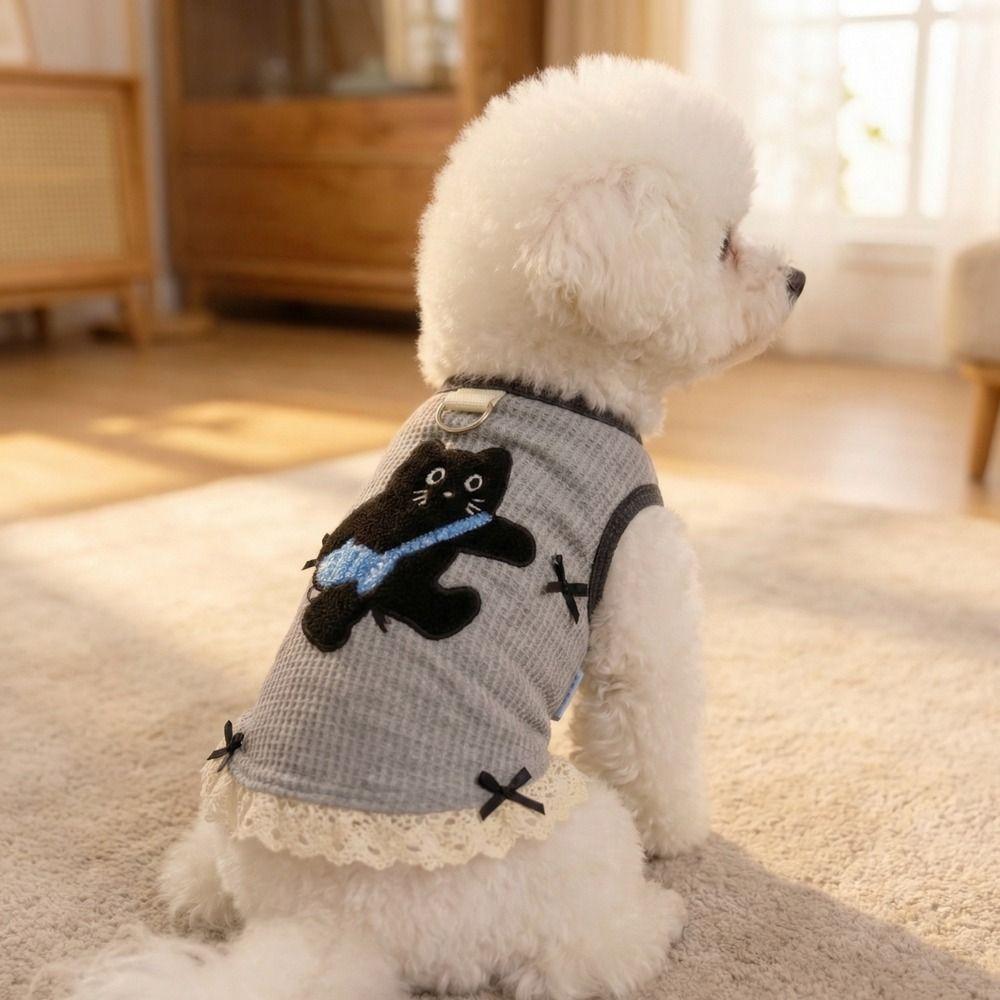 Breathable Pet Short Sleeve Cat Pattern Dog Undershirt Cute Dogs Pullover  Indoor/Outdoor