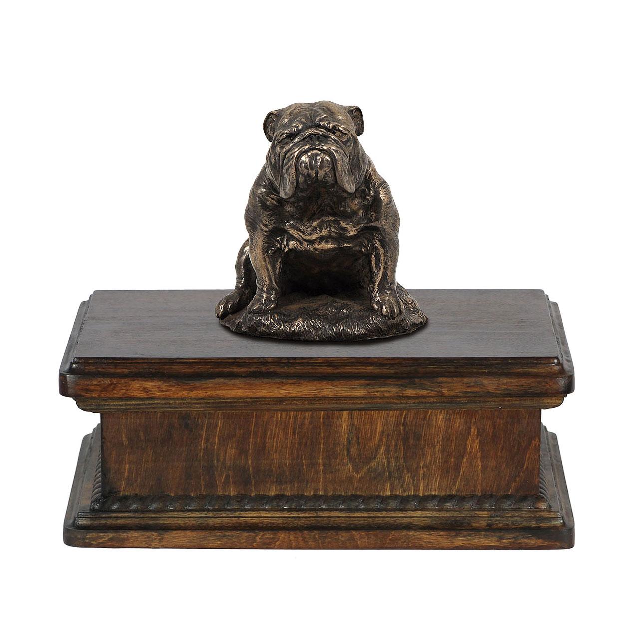 

Bulldog III - urn for dog ashes, classic urn with a statuette, elegant urn with a dog by Art-Dog brand коричневий