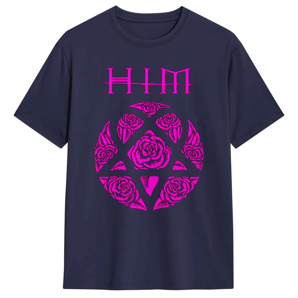 Unisexs TShirt Love Metal Band HIM Heartagram Vintage Cotton Tee Shirt Short Sleeve T Shirts Crewneck Clothing Plus Size