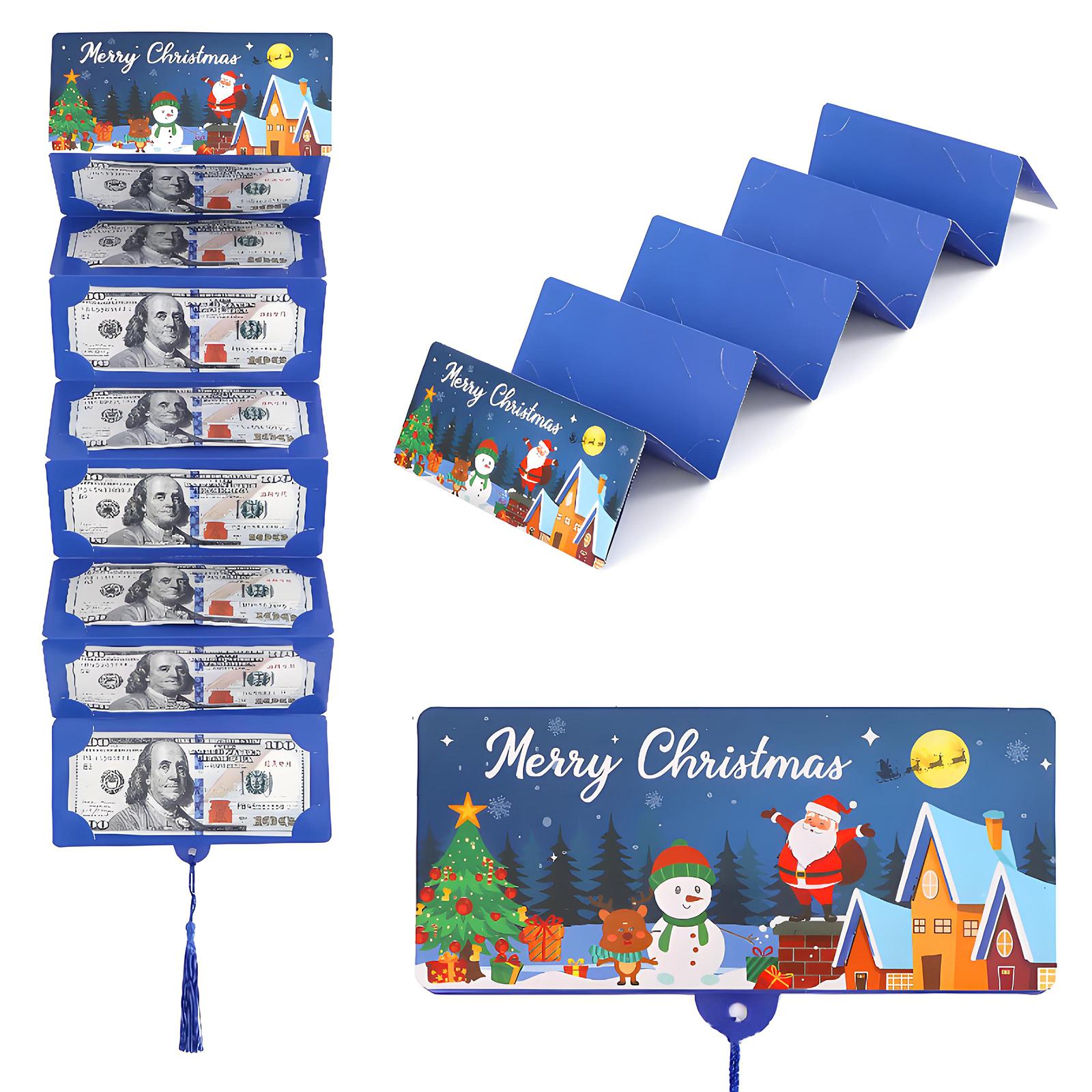 

Christmas Cash Gift Envelope with Money Clip Xmas DIY Cash Gift Card Holder Christmas Money Envelope For Men Women Girls Boys синий