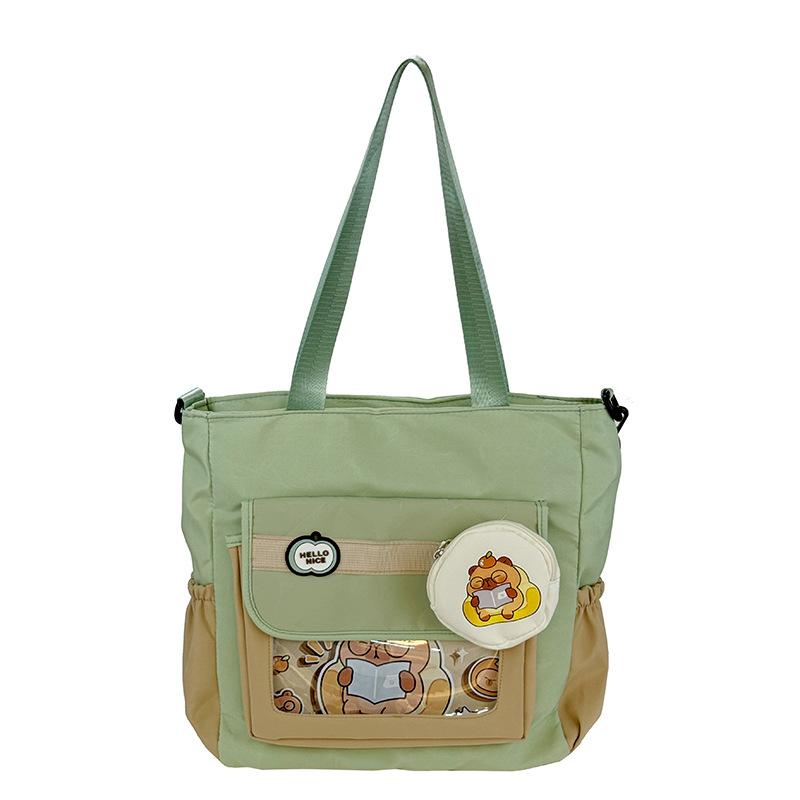 Contrasting color splicing primary and secondary school students cute class make-up storage bag Japanese new two-dimensional girl shoulder bag