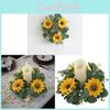 Wedding Decor Faux Sunflower Wreath Candle Holder With Eucalyptus Leaves For Outdoor Events