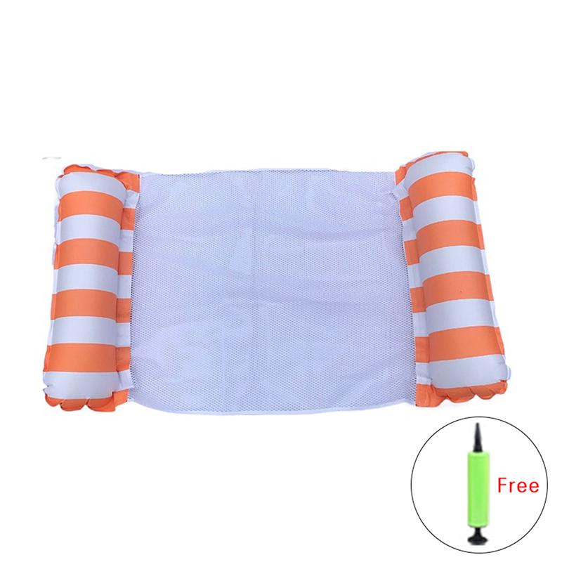 Foldable Floating Water Hammock with Inflator Float Lounger Inflatable Pool Mat Floating Bed Chair Swimming Air Mattress Pool