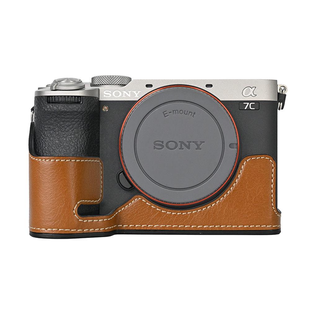 

A7CII PU Leather Camera Half Case for Sony A7C2 / A7C Mark II Bottom Opening Cover
