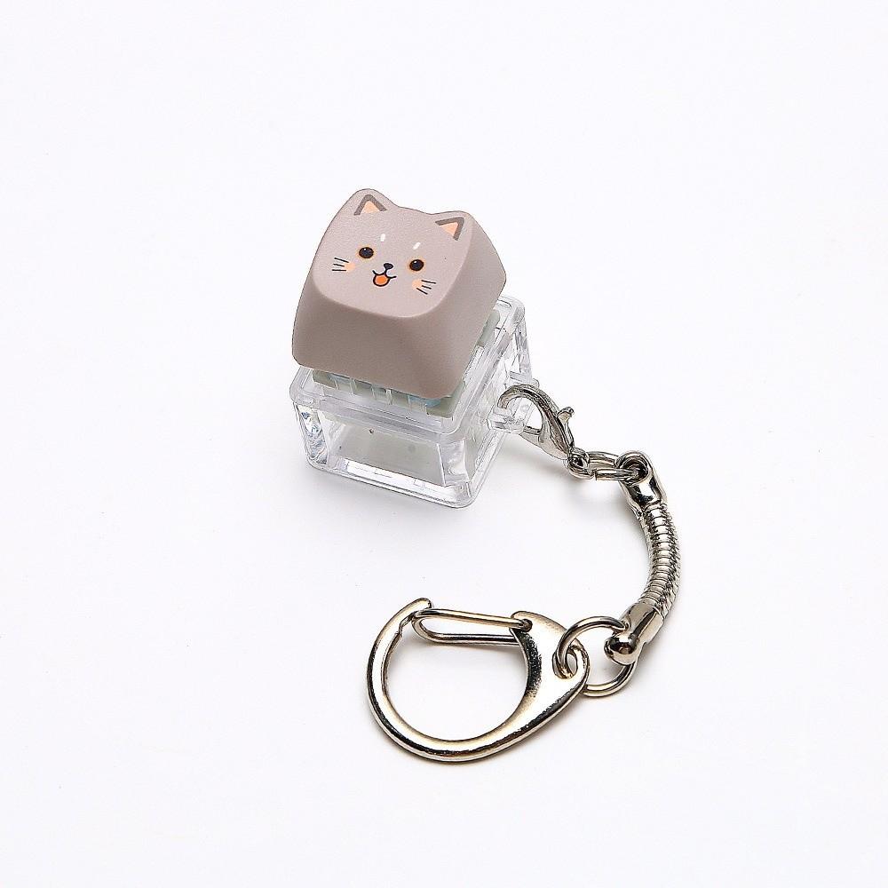 Cute Cat Keyboard Fidget Toy 4 Keys Mechanical Keyboard Keychain Gifts for Kitten Fans