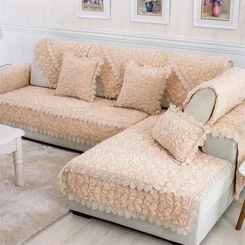 Einfarbig Plüsch Sofamatte Maschinenwaschbar Rutschfest Spitze Kante Sofahandtuch Staubdicht Volles Sofa Couchbezug