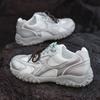 Autumn Fashion New Small White Shoes for Men 2026 Silver Round Head Splicing Versatile Fashion Trend Boken Shoes