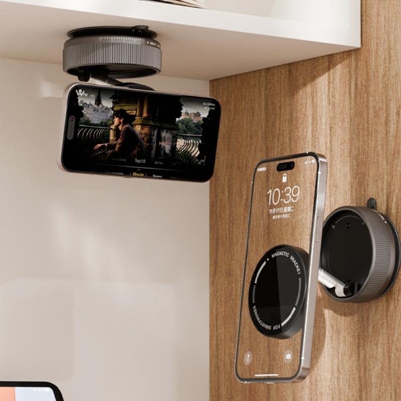 Magnetyczny uchwyt na smartfon na szybę z przyssawką próżniową, obracany o 360 stopni, do nawigacji i rozmów wideo