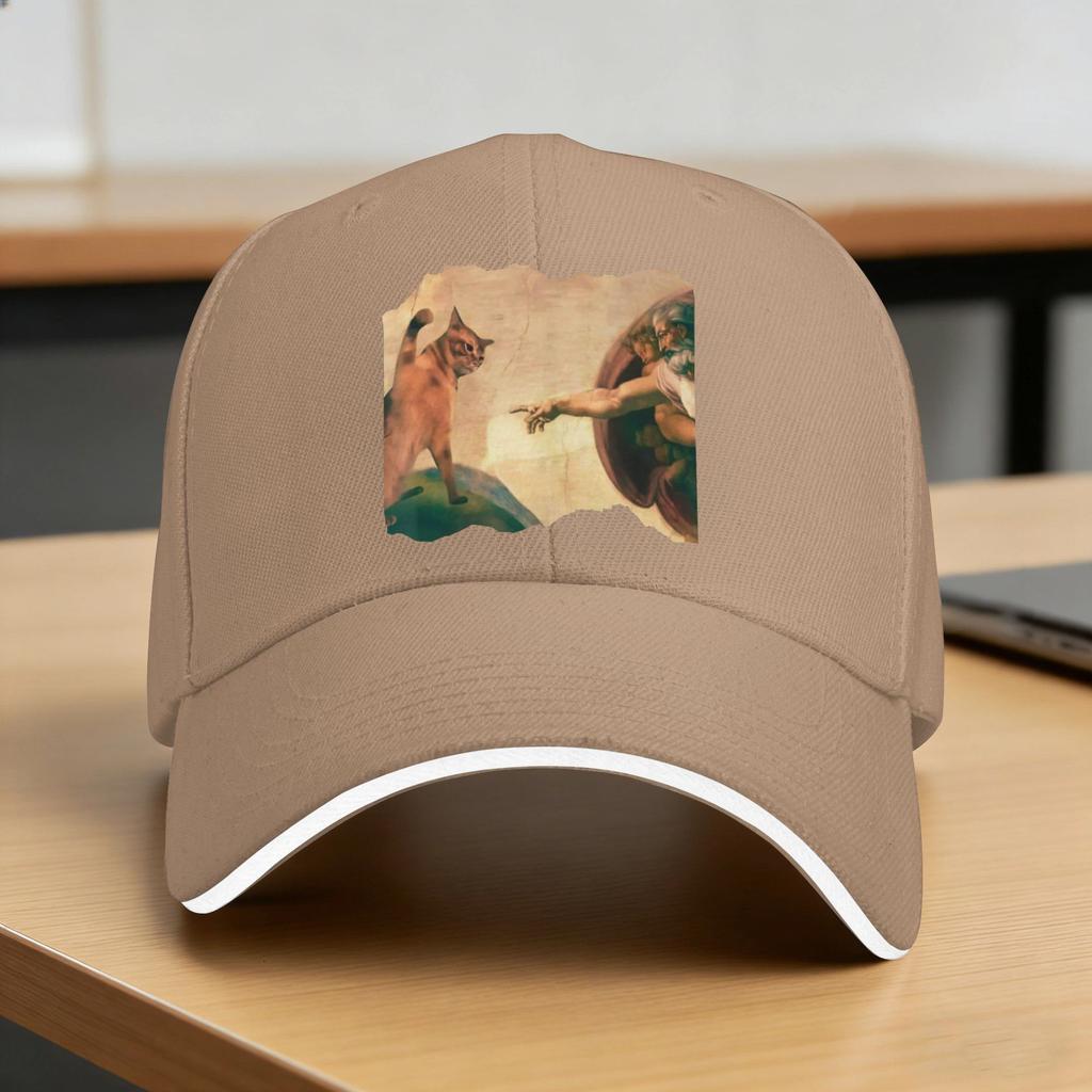 Funny Cat Swatting Gods Hand Parody Cat Casual Baseball Cap Sport Hip Hop Hats Spring Breathable Unisex Unisex Snapback Cap