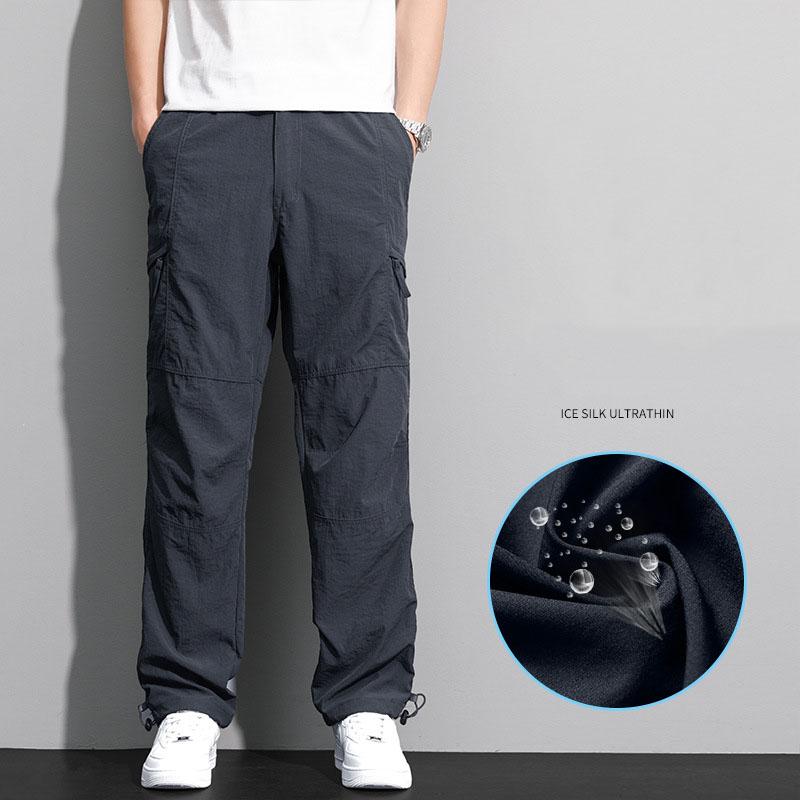 Spring Summer Autumn Winter Waterproof Warm Fleece Cargo Pants Men Winter Outdoor Plus Velvet Pockets Loose Straight Casual Overall Trousers