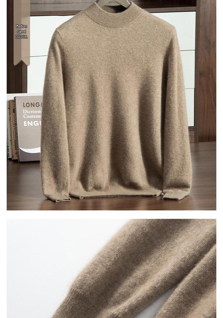 Men's Autumn-Winter Cashmere Half-High Neck Business Pullover Sweater