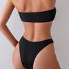 Costume da bagno intero da donna a tinta unita, a fascia, con laccetto al collo, bikini convertibile, costume da bagno sexy a due pezzi, sgambato