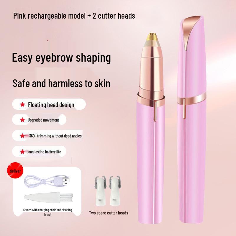 USB Rechargeable Electric Eyebrow Trimmer for Women with Anti-Scratch Design & Extra Blade