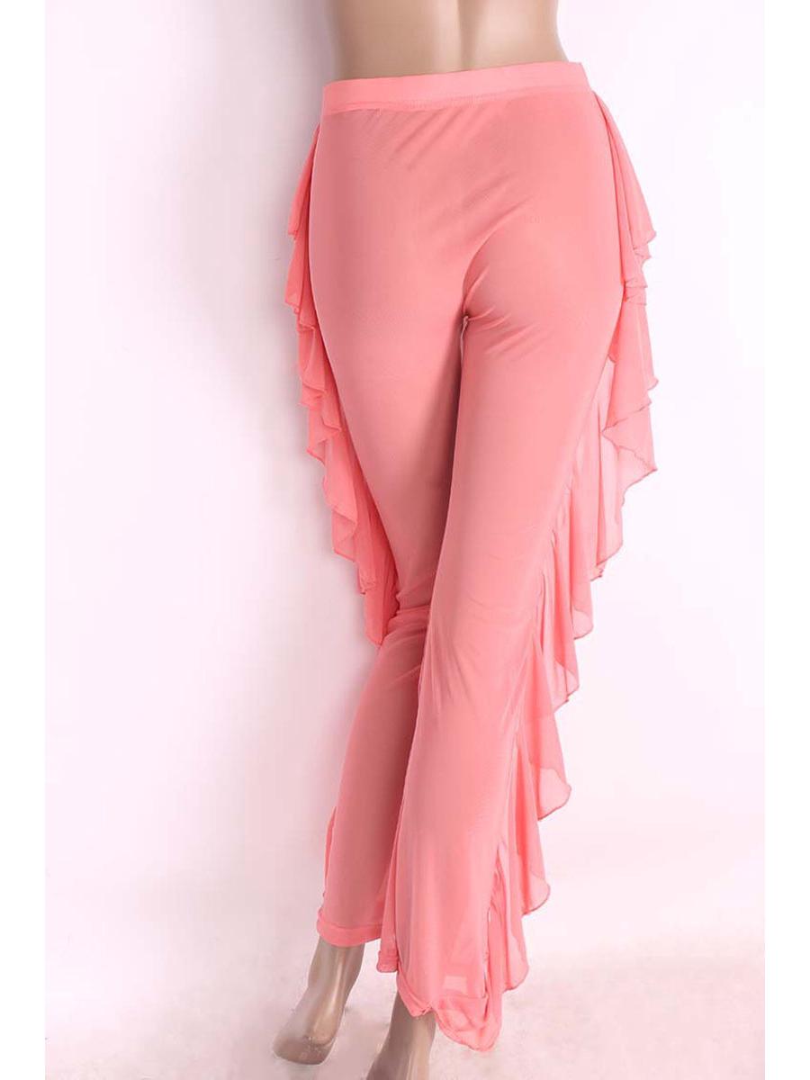 

Широкие прозрачные брюки в европейском и американском стиле с оборками