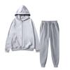 Womens Fleece Hooded Zip Tracksuit Loose Fit Solid Color Sportswear Set