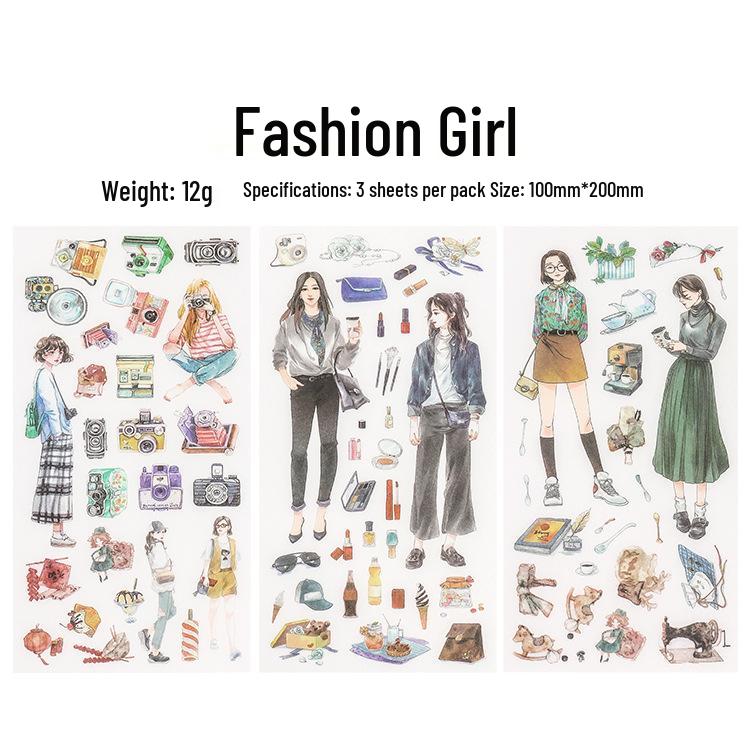 Handmade Fresh Style Stickers: 3 Sheets for DIY Albums & Journals