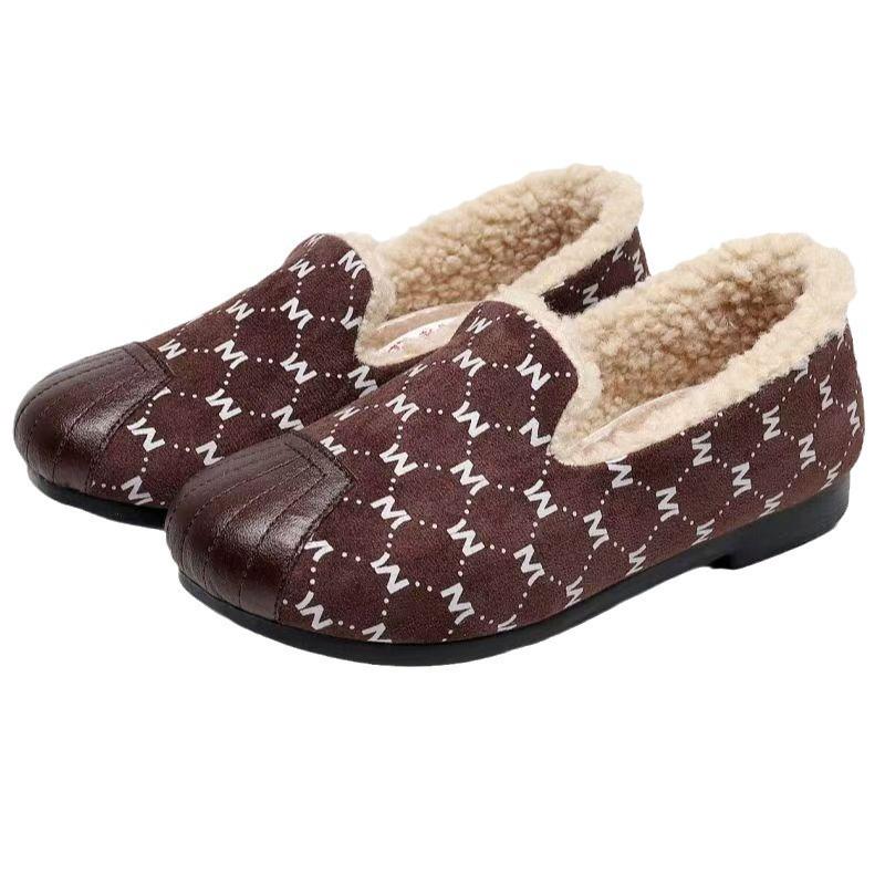 Fleece Doudou shoes women's autumn and winter fashion versatile warm one-pedal flat-soled soft-soled shoes women's casual shoes Mao Mao shoes
