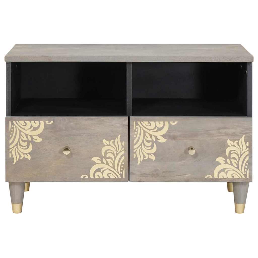 TV Cabinet with Drawers Gray 70 x 33 x 46 cm Solid Mango Wood