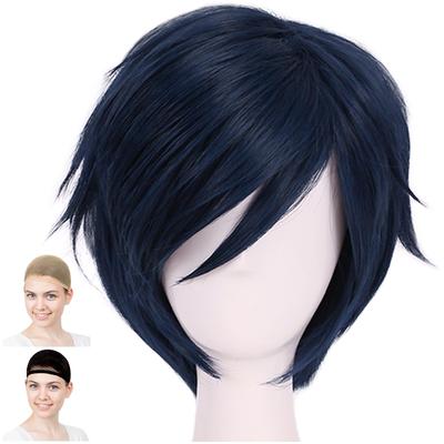 CaseEden Cosplay Wig Premium Cool Short Hair Dark Blue 6053
