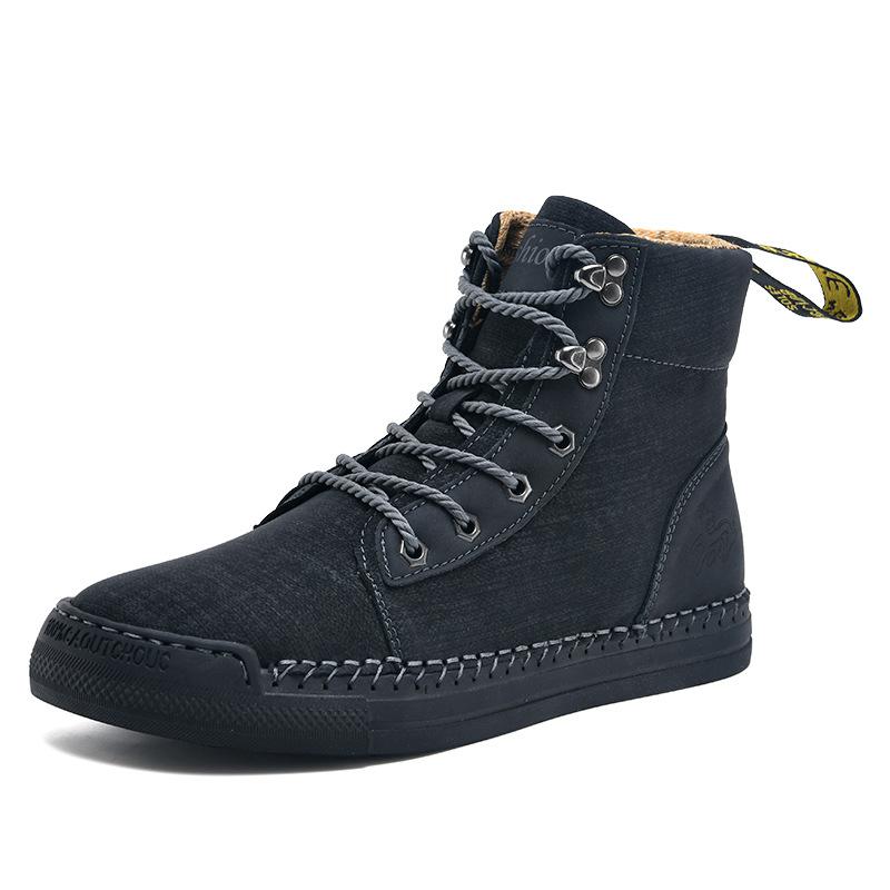 

Мужские ботинки Мартин, новые осенние, ретро, спортивные, повседневные кожаные ботинки, зимние высокие нескользящие ботинки-тимберленды 48 чёрный